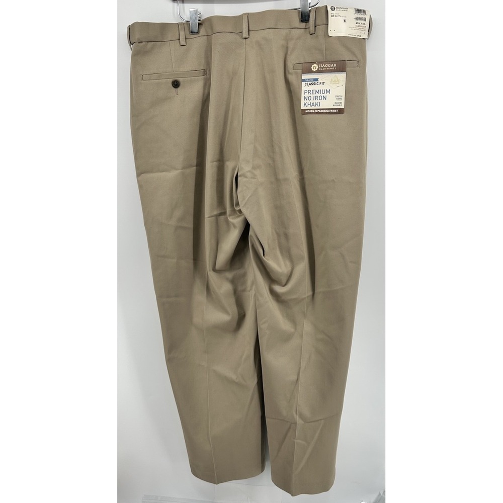 Hagger Clothing Pleated Classic Fit Premium No Iron Khaki Pants Tan 40x30 NWT‎